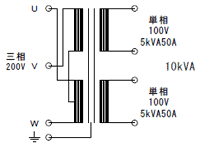 スコットトランス結線図