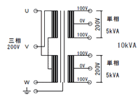 スコットトランスWタイプ結線図